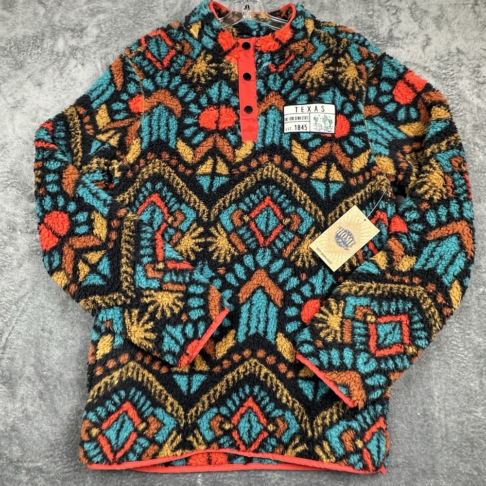 Texas Sherpa Fleece Pullover Jacket Women's Small Home Free Aztec Tribal NWT